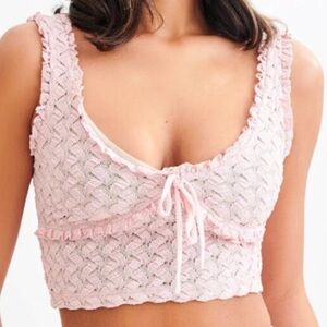 NWT Meshki Morgan Mesh and Lace Sleeveless Top in Powder Pink